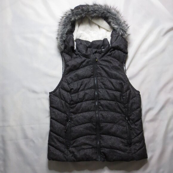GREEN TEA womens PUFFER vest DETACHABLE HOOD thick SOFT warm FUR SIZE XL - Picture 2 of 14